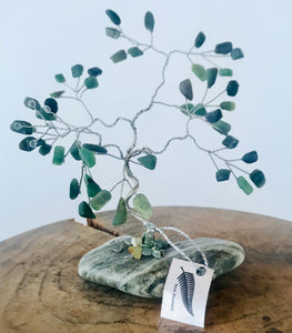 Greenstone Medium Gemtree with Silver Wire and Grey Base