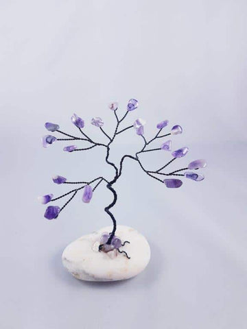 Amethyst Mini Gemtree with Black Wire and White base